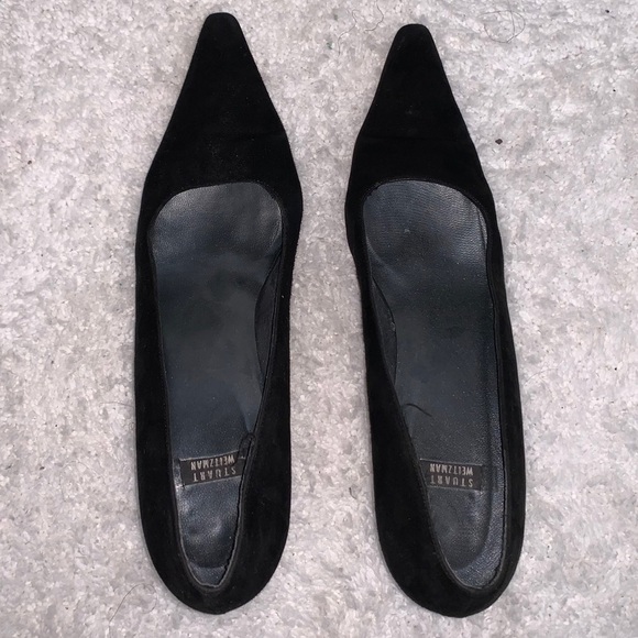Stuart Weitzman Suede Black Kitten Pumps - Picture 2 of 6